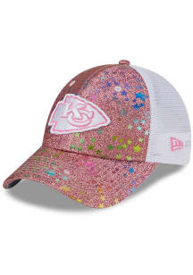 New Era Kansas City Chiefs Pink Jr Sparkle Hearts 9FORTY Youth Adjustable Hat