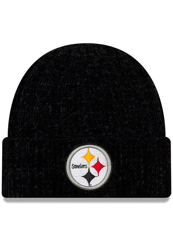 New Era Pittsburgh Steelers Black Velour Cuff Womens Knit Hat