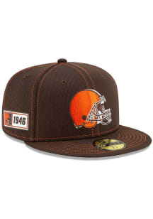 New Era Cleveland Browns Mens Brown 2019 Official Sideline Road 59FIFTY Fitted Hat