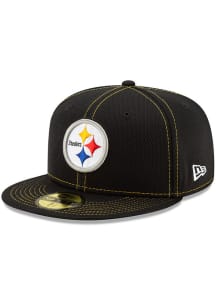 New Era Pittsburgh Steelers Mens Black 2019 Official Sideline Road 59FIFTY Fitted Hat