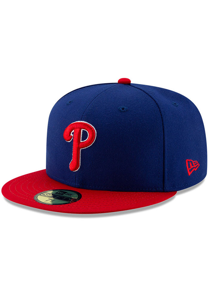 New Era Philadelphia Phillies Mens Blue MLB AC 59FIFTY Fitted Hat