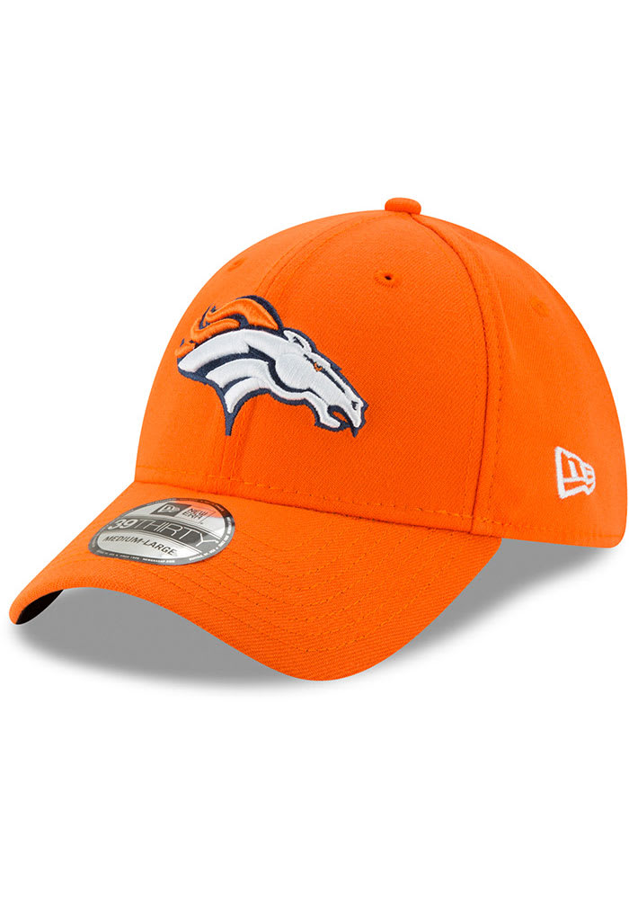 New Era Denver Broncos Orange Flex Fit Hat, Navy Blue Bill, Size L/XL