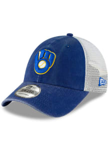 New Era Milwaukee Brewers Cooperstown Trucker 9FORTY Adjustable Hat - Blue