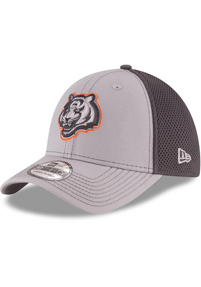 Men's Cincinnati Bengals New Era Graphite/Black Neo Mesh 39THIRTY Flex Hat