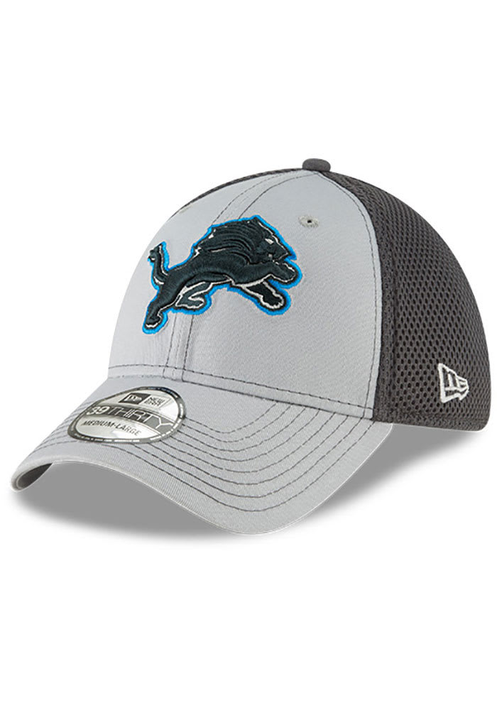 New Era Detroit Lions Mens Grey Grayed Out Neo 39THIRTY Flex Hat