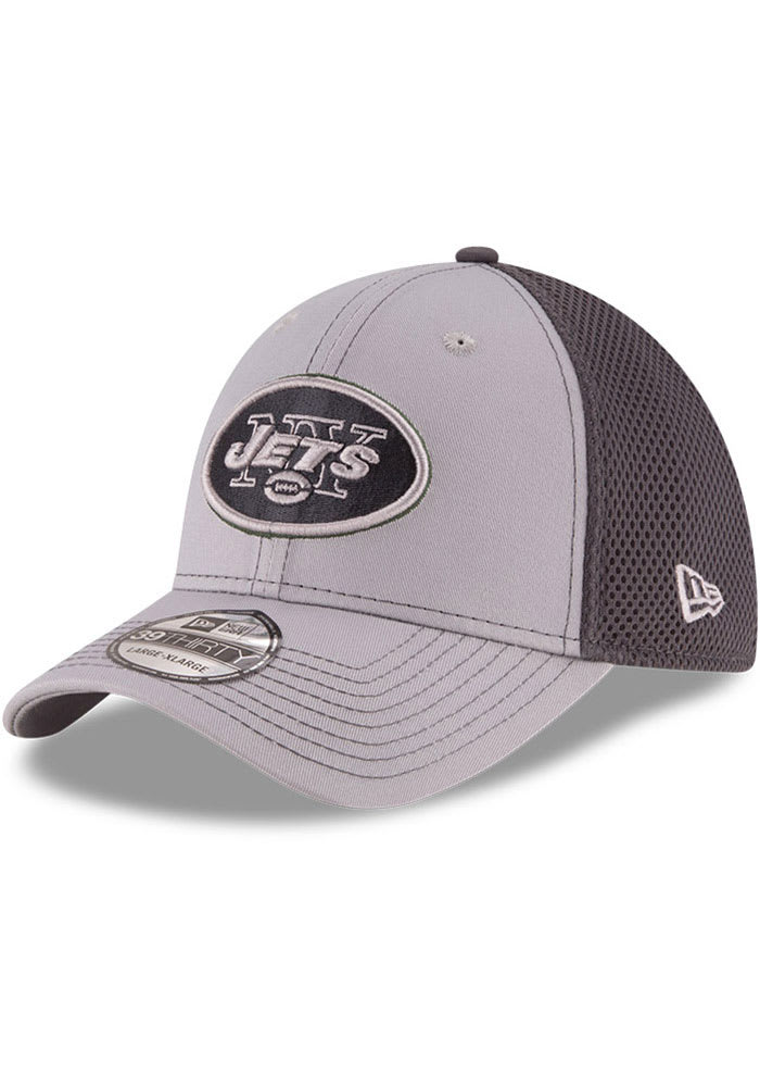 New Era New York Jets Mens Grey Grayed Out Neo 39THIRTY Flex Hat