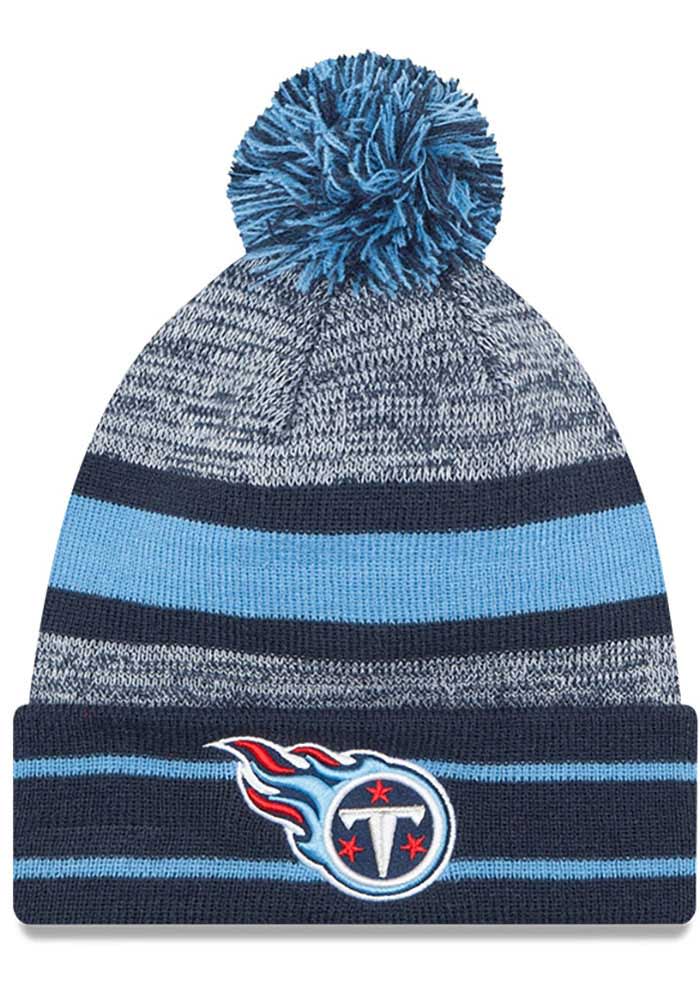 New Era Tennessee Titans Navy Blue Cuff Pom Mens Knit Hat
