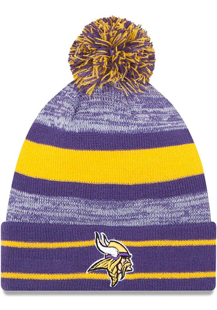 New Era Minnesota Vikings Purple Cuff Pom Mens Knit Hat