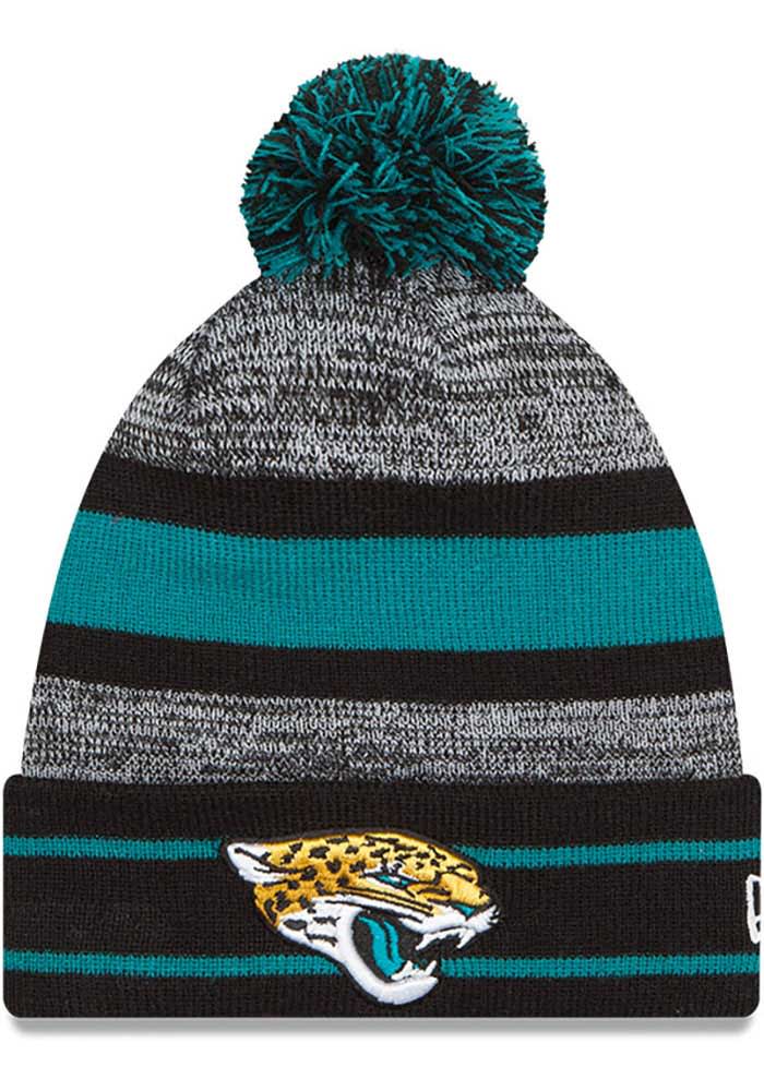 New Era Jacksonville Jaguars Black Cuff Pom Mens Knit Hat