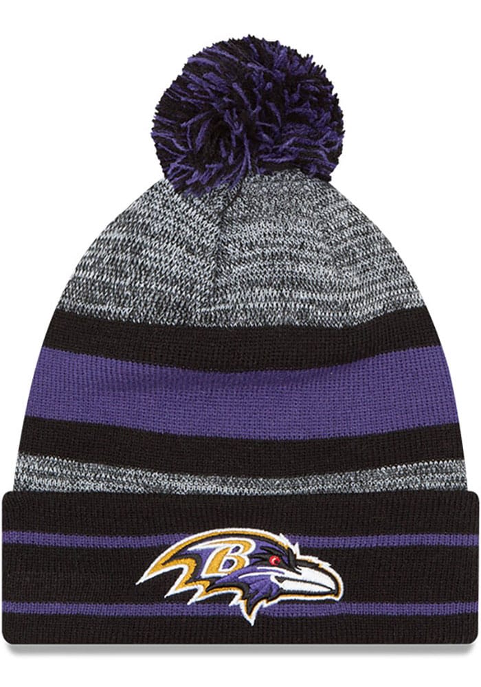 New Era Men's New Era Black Baltimore Ravens Repeat Cuffed Knit Hat with  Pom