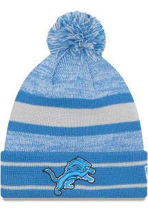 New Era Detroit Lions Blue Cuff Pom Mens Knit Hat
