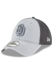 New Era San Diego Padres Mens Grey Grayed Out 39THIRTY Flex Hat