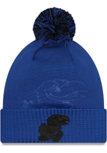 New Era Kansas Jayhawks Blue Dart Cuff Pom Tech Mens Knit Hat