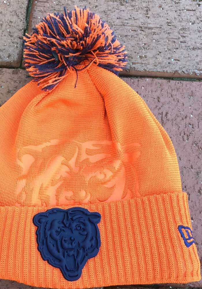 New Era Chicago Bears Orange Dart Cuff Pom Tech Mens Knit Hat