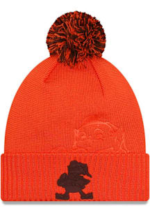 New Era Cleveland Browns Orange Retro Dart Cuff Pom Tech Mens Knit Hat