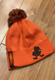 New Era Cleveland Browns Orange Retro Dart Cuff Pom Tech Mens Knit Hat