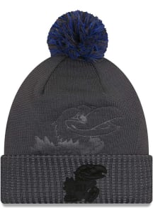 New Era Kansas Jayhawks Grey Dart Cuff Pom Tech Mens Knit Hat