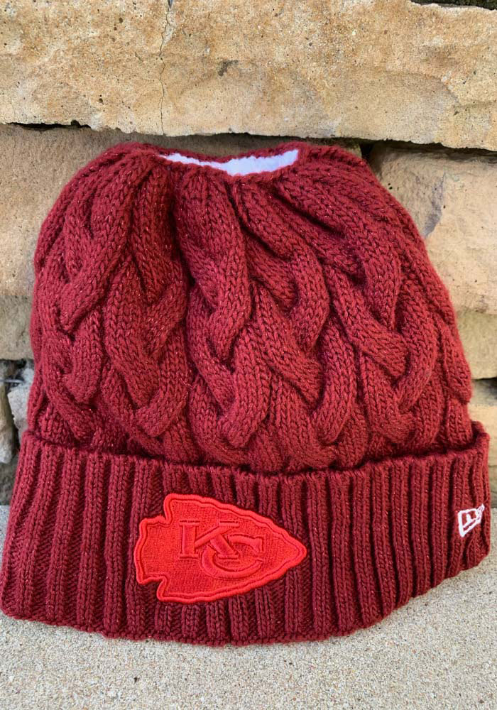 New Era Kansas City Chiefs Red Soft Sherpa Ponytail Cuff Womens Knit Hat