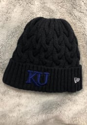 New Era Kansas Jayhawks Navy Blue Soft Sherpa Ponytail Cuff Womens Knit Hat