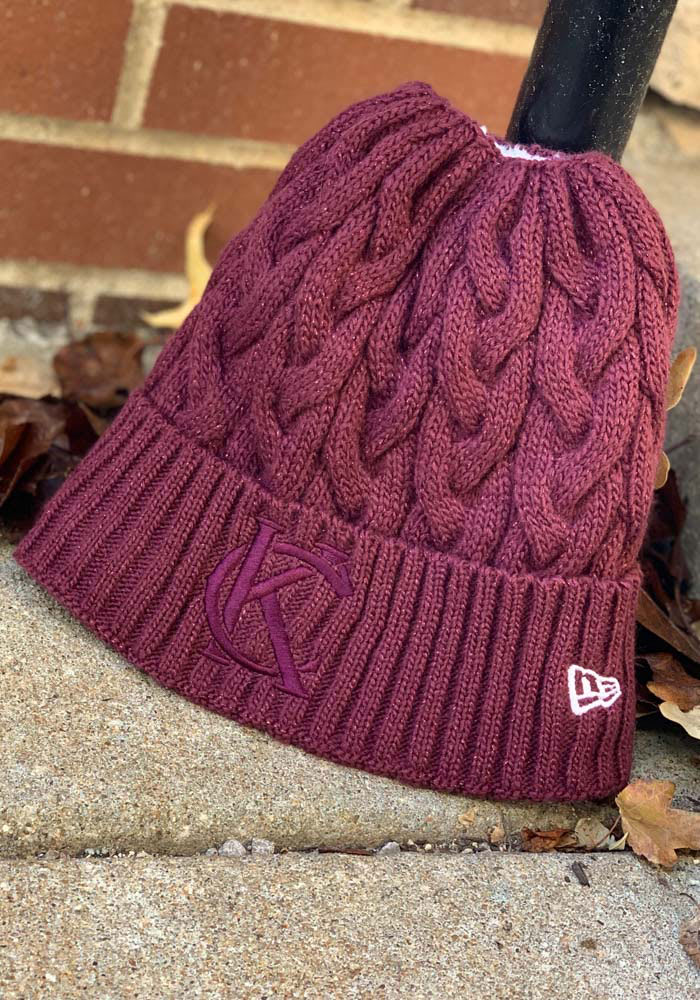 New Era Kansas City Maroon Soft Sherpa Ponytail Cuff Womens Knit Hat