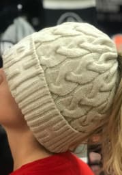 New Era Philadelphia Ivory Soft Sherpa Ponytail Cuff Womens Knit Hat