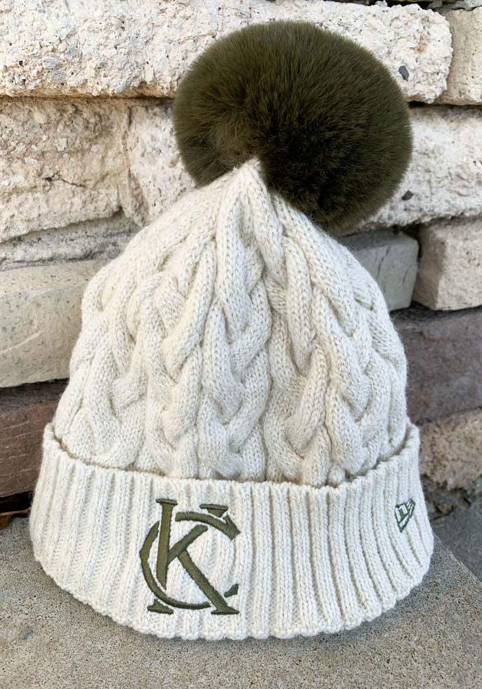 New Era Kansas City Ivory Soft Sherpa Cuff Pom Womens Knit Hat