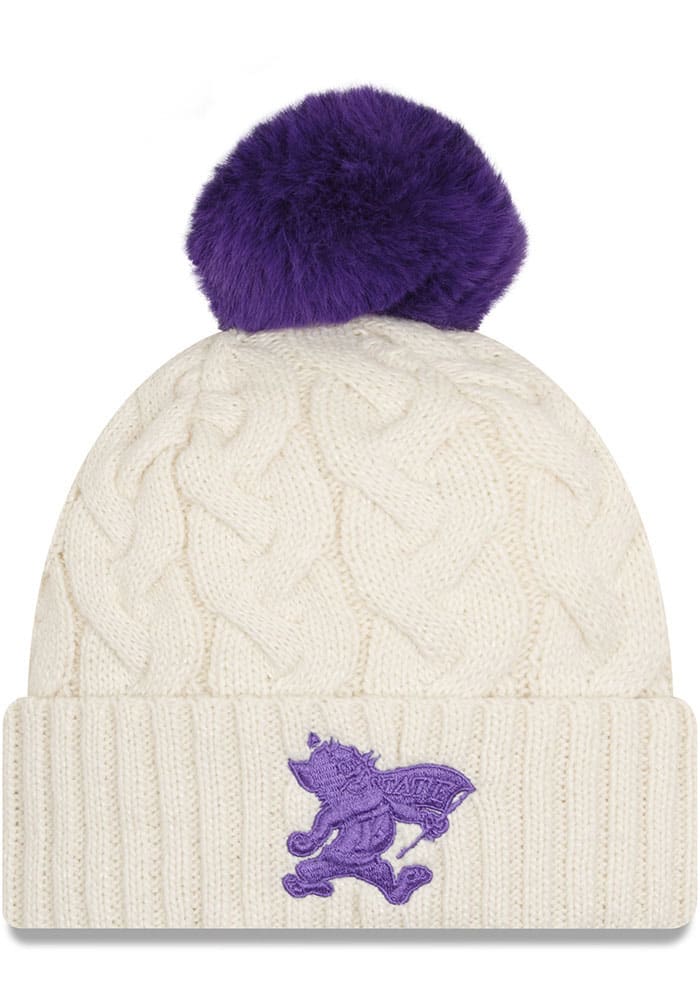 New Era K-State Wildcats Ivory Soft Sherpa Cuff Pom Womens Knit Hat