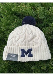 Michigan Wolverines New Era Soft Sherpa Cuff Pom Womens Knit Hat - Ivory