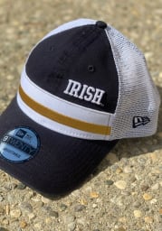 New Era Notre Dame Fighting Irish Stripe Trucker 9TWENTY Adjustable Hat - Navy Blue