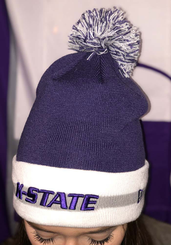 New Era K-State Wildcats Purple Stripe Cuff Pom Mens Knit Hat