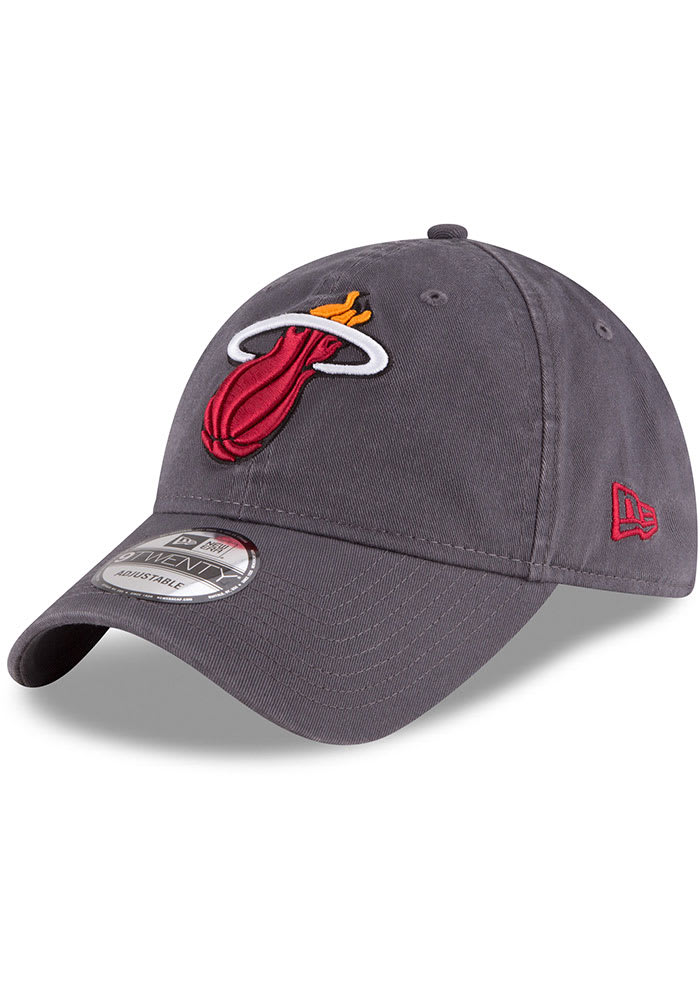 New Era Miami Heat Core Classic 9TWENTY Adjustable Hat - Grey