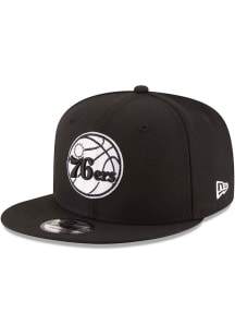 New Era Philadelphia 76ers Black 9FIFTY Mens Snapback Hat