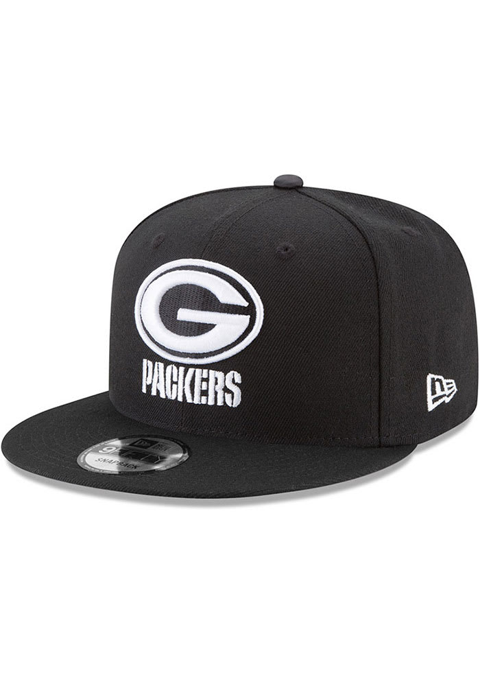 New Era Green Bay Packers Black Basic 9FIFTY Mens Snapback Hat