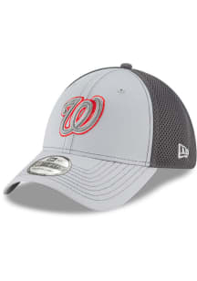 New Era Washington Nationals Mens Grey Grayed Out Neo 39THIRTY Flex Hat
