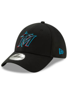 New Era Miami Marlins Mens Black Team Classic 39THIRTY Flex Hat