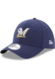 New Era Milwaukee Brewers Mens Navy Blue Team Classic 39THIRTY Flex Hat