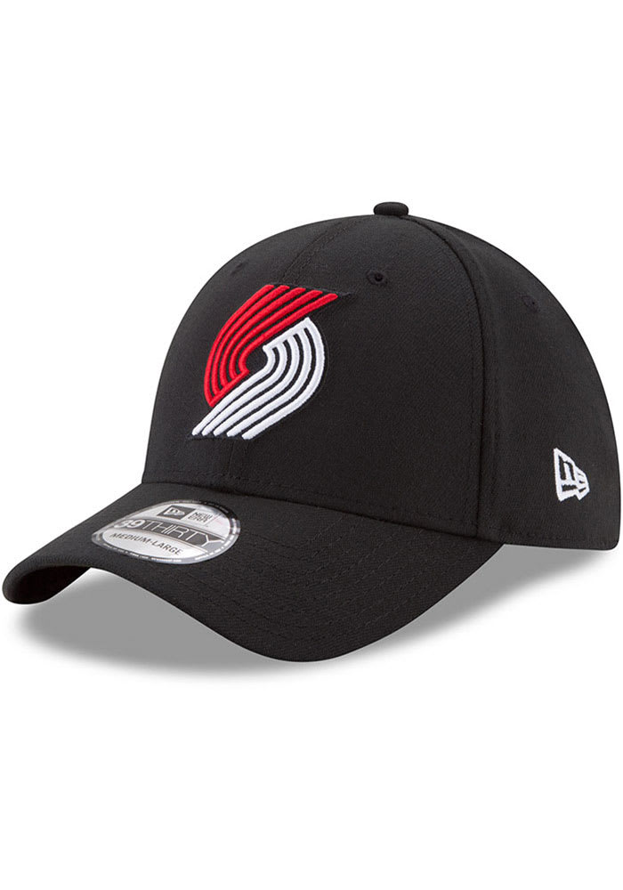 New Era Portland Trail Blazers Mens Black Team Classic 39THIRTY Flex Hat