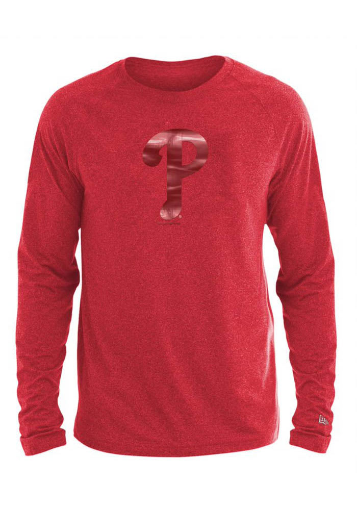 New Era Philadelphia Phillies Red Brushed Heather Long Sleeve T-Shirt