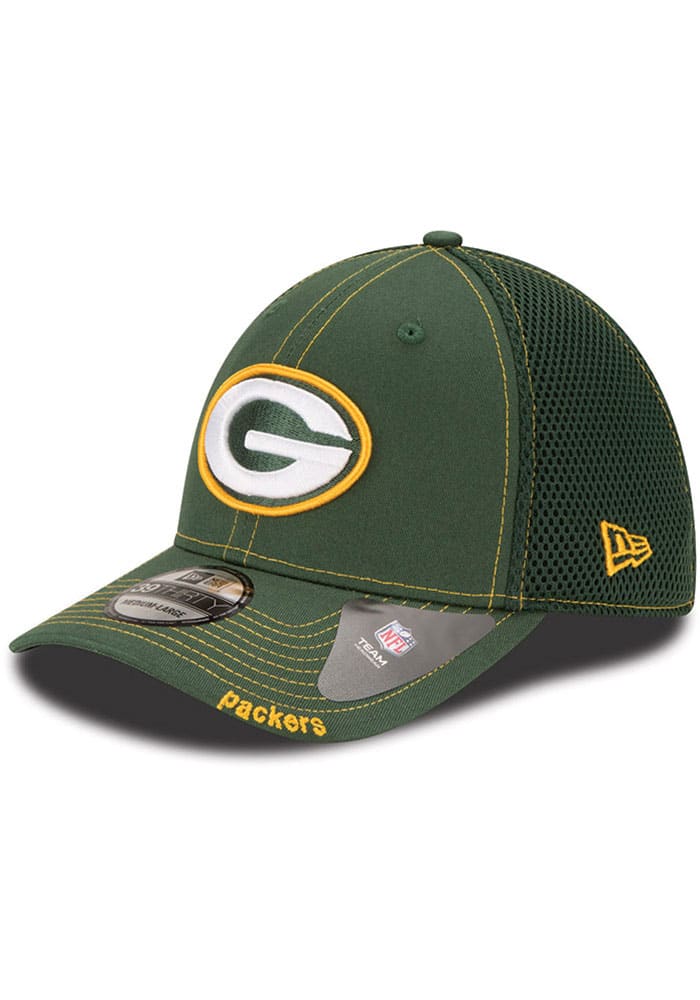 Men's Green Bay Packers New Era White/Green 2023 Sideline 39THIRTY Flex Hat S/M