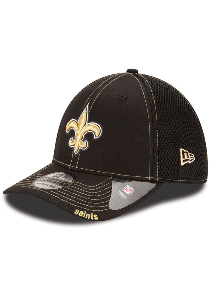New Era New Orleans Saints Mens Black Team Neo 39THIRTY Flex Hat