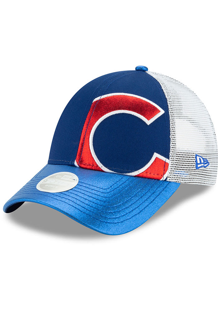 New Era Chicago Cubs Blue Logo Glam 9FORTY Womens Adjustable Hat