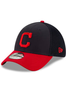 New Era Cleveland Indians Mens Navy Blue Team Neo 39THIRTY Flex Hat