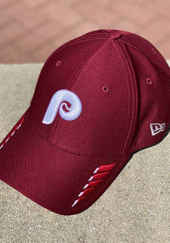 New Era Philadelphia Phillies Mens Maroon Rush 39THIRTY Flex Hat