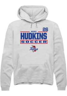 Avery Hudkins Rally Mens White Tulsa Golden Hurricane NIL Stacked Box Player Hood