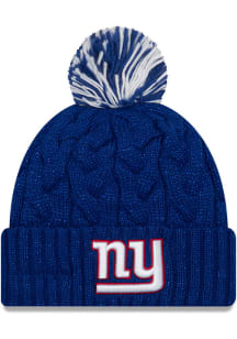 New Era New York Giants Blue Cozy Cable Cuff Pom Womens Knit Hat