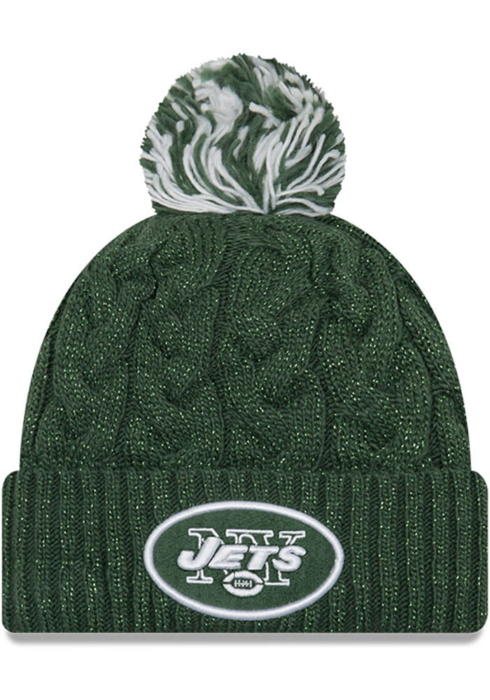 New Era New York Jets Green Cozy Cable Cuff Pom Womens Knit Hat