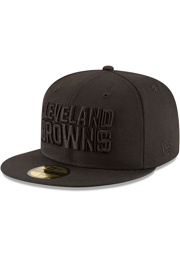 New Era Cleveland Browns Mens Black on Black 59FIFTY Fitted Hat