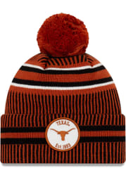 New Era Texas Longhorns Burnt Orange NE19 Sport Cuff Pom Mens Knit Hat
