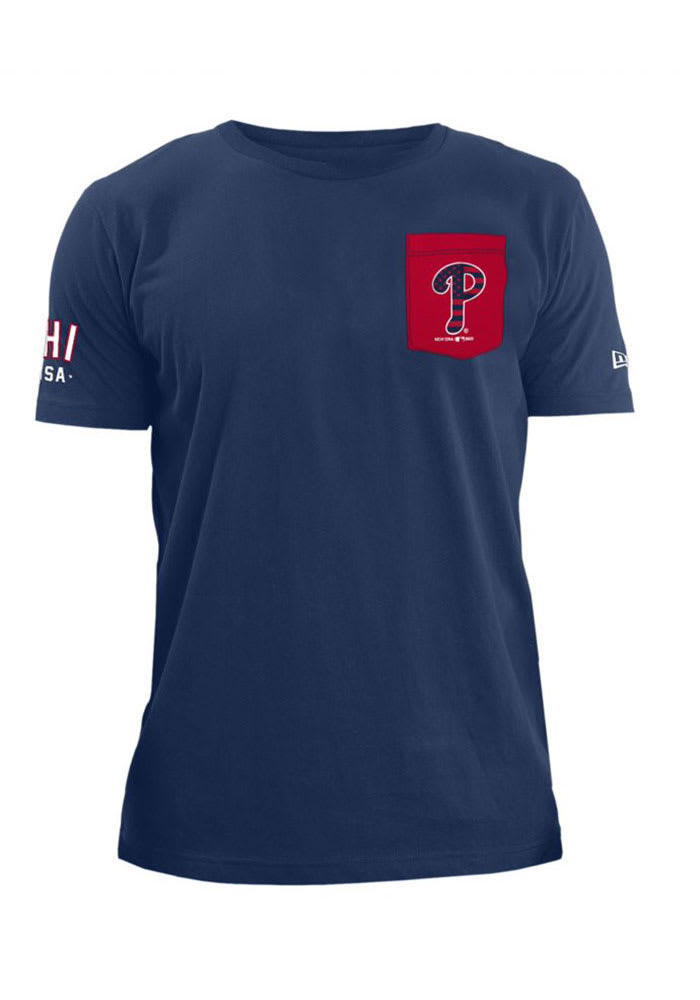 New Era Philadelphia Phillies Navy Blue Pocket Logo Short Sleeve T Shirt