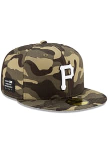 New Era Pittsburgh Pirates Mens Green 2021 Armed Forces Day 59FIFTY Fitted Hat